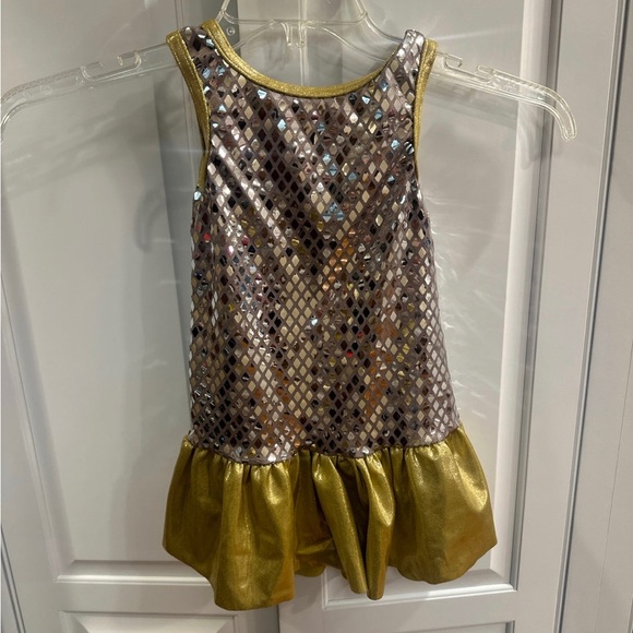 Girl’s sparkly gold and mirror dress and shorts. - Picture 2 of 7